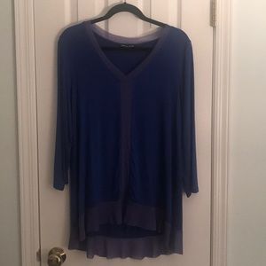 Royal Blue V-Neck Sheer-Trimmed Top - NEVER WORN